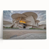 Black and white stretched canvas of a Middle Eastern cityscape, suitable as large art for kitchen or bedroom.