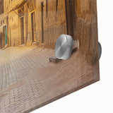 Large abstract wall art depicting a Middle Eastern desert scene in muted earth tones on acrylic glass.