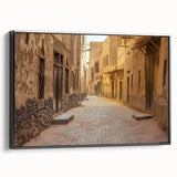 Black and white framed canvas of a Saudi Arabian landscape, ideal for bedroom wall art.