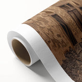 Art deco style poster of a Middle Eastern landscape in muted earth tones, rolled canvas, ideal for nursery wall art.