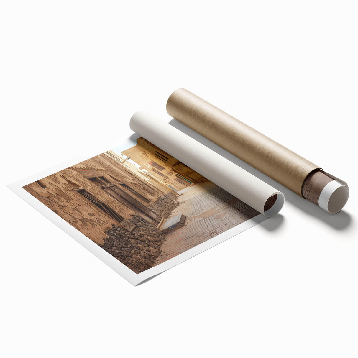 Extra large rolled print of a floral art scene in muted tones, ideal for classy bathroom wall art.