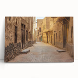 Black and white stretched canvas depicting a Saudi Arabian scenery, ideal for kitchen wall art or bedroom ambiance.