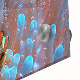 Large abstract wall art depicting an oceanic scene in pastel blue and green tones on acrylic glass.