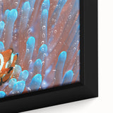 Black wall art depicting a vibrant Oceania Fiji scenery on a textured, framed canvas, ideal for living room decor.