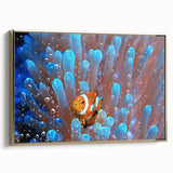 Framed canvas featuring a vintage-style landscape painting of Oceania, Fiji in muted gold and black tones.