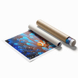 Extra large rolled print of Fiji scenery with vibrant floral elements, ideal for classy bathroom wall art.