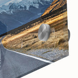 Large abstract wall art depicting the Canterbury, New Zealand scenery in muted earth tones on acrylic glass.