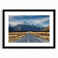 Extra large abstract art print of Canterbury, New Zealand scenery in vibrant colors on a textured canvas, framed in black.