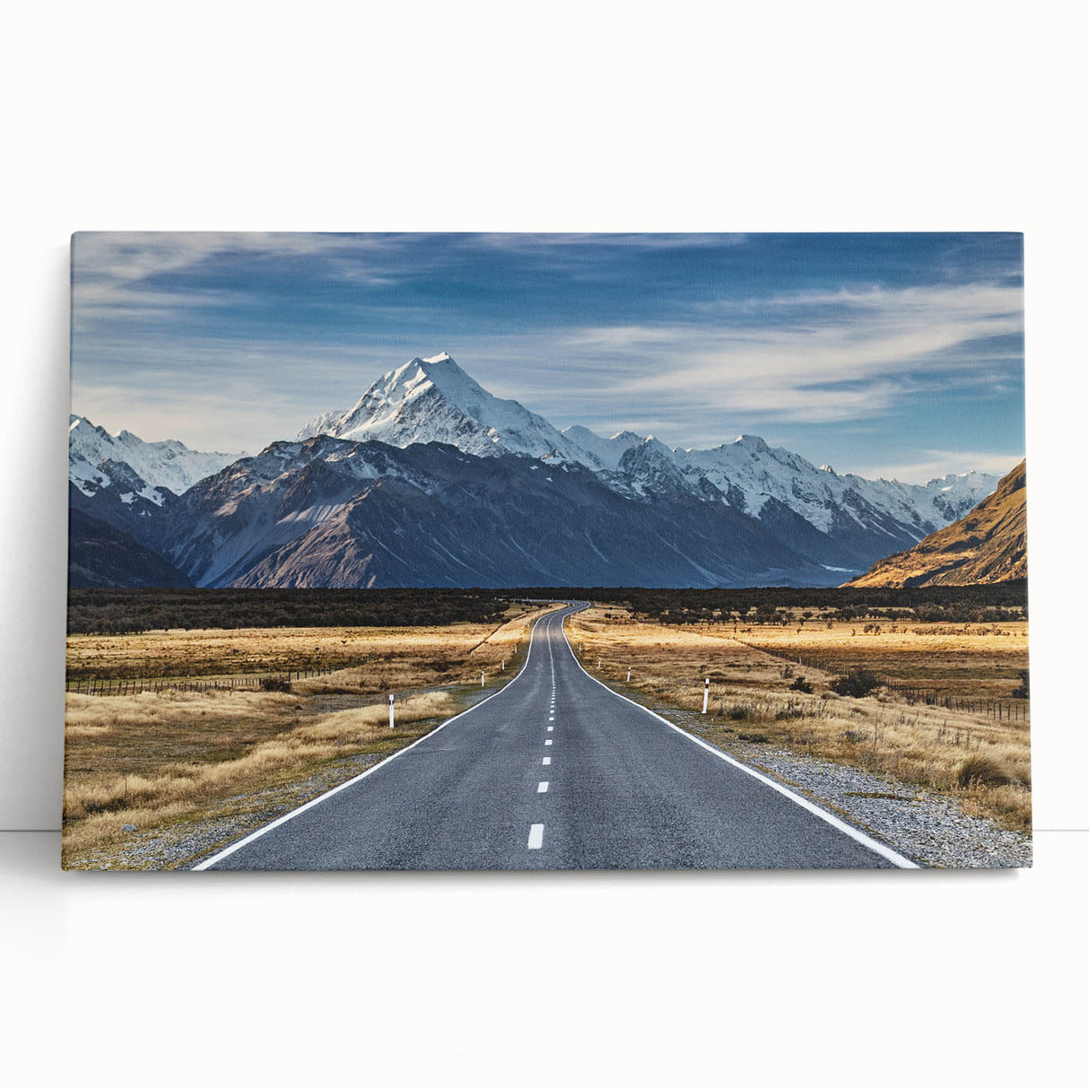 Black and white panoramic photo of Canterbury, New Zealand on stretched canvas, ideal for kitchen wall art.