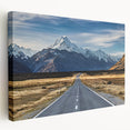 Panoramic view of Canterbury, New Zealand on a stretched canvas, featuring vivid green and blue tones.