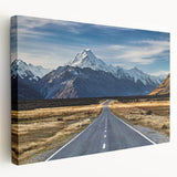 Panoramic view of Canterbury, New Zealand on a stretched canvas, featuring vivid green and blue tones.
