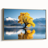Framed canvas featuring a vintage-style black and gold landscape painting of Otago, New Zealand, ideal for bedroom wall art.
