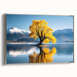 Framed canvas featuring a landscape art painting of Otago, New Zealand with vibrant colors and silver frame.