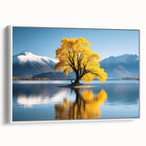 Vintage poster art of Otago, New Zealand scenery in vibrant colors on a framed canvas, ideal for living room decor.