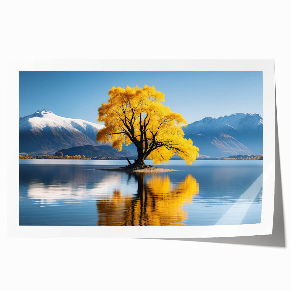 Rolled print of Otago, New Zealand scenery with vibrant green and blue tones, ideal for art wall dining room.
