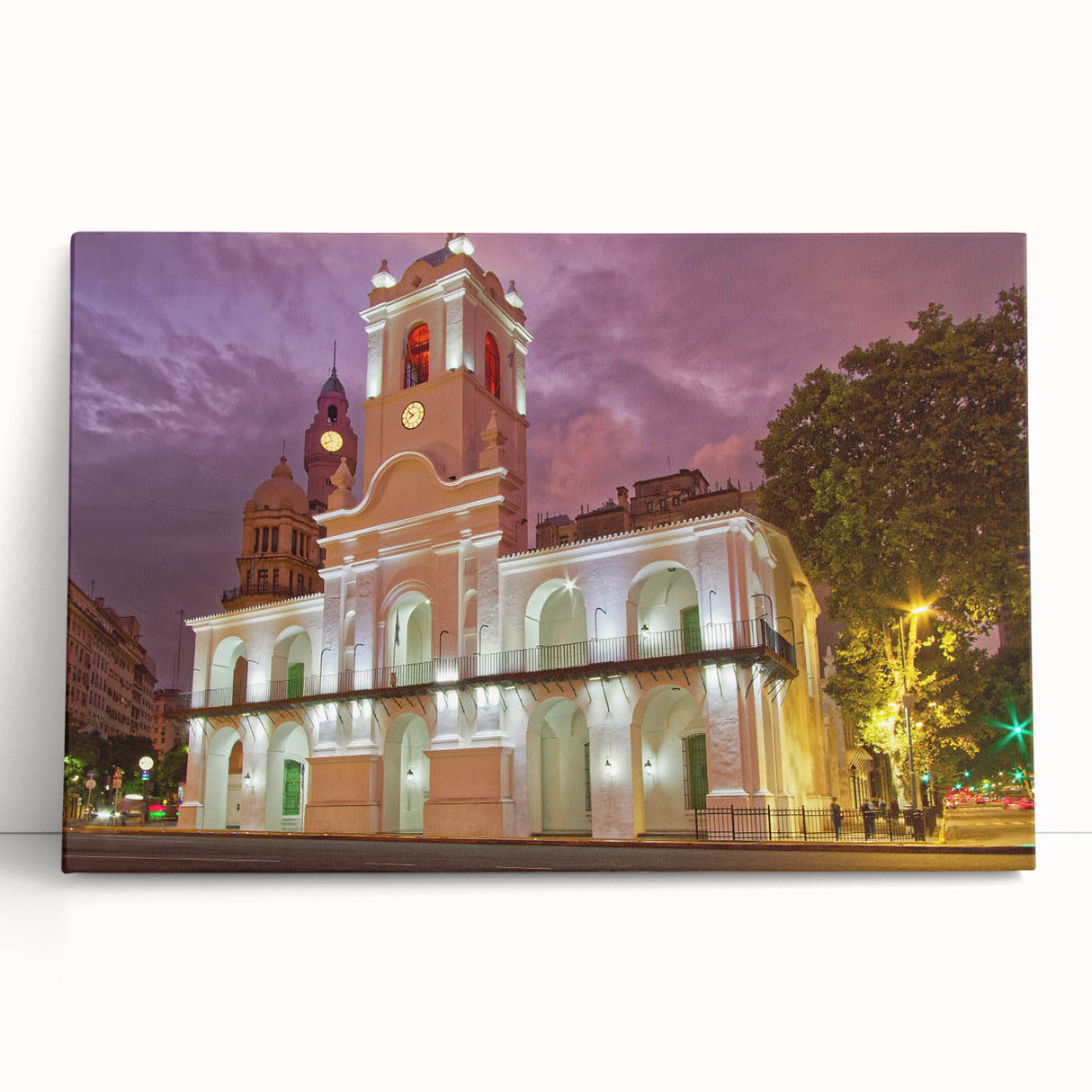 Black and white photo of Buenos Aires cityscape on large stretched canvas, suitable for kitchen or bedroom wall art.
