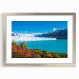 Textured abstract art print depicting a serene Argentinian landscape, in a silver frame with a mat.