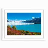 Abstract art print featuring a vibrant, colorful depiction of the Argentine landscape on a framed white mat.