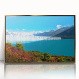 Framed acrylic print of a South American scenery in Argentina, featuring mid-century modernist style and earthy tones.