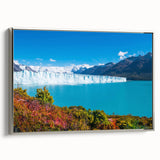 Framed canvas featuring a vintage-style landscape art painting of an Argentine scenery in colorful hues.