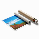 Extra large rolled print of a South American scenic landscape with vibrant green and blue tones.