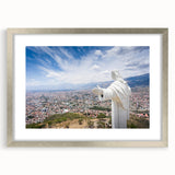 Textured abstract art print of a Bolivian landscape in muted earth tones, framed in silver, ideal for bedroom decor.