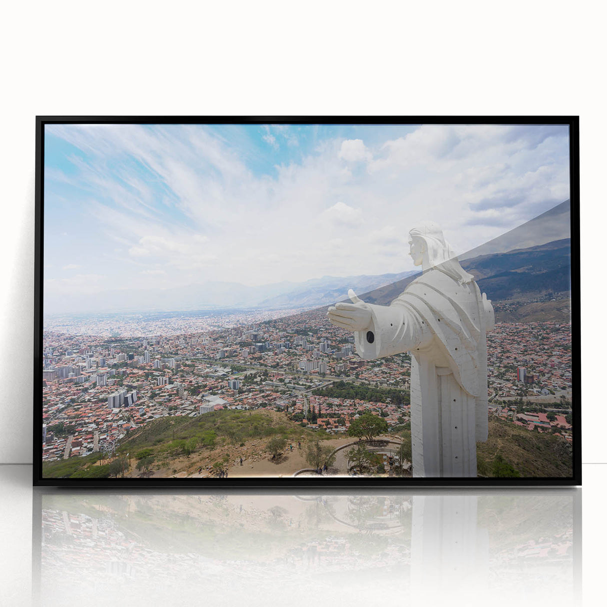 Large abstract wall art depicting a Bolivian landscape in muted earth tones on a framed acrylic, suitable for modern decor.