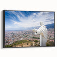 Black and white framed canvas of a Bolivian landscape, ideal for bedroom wall decor.