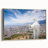 Framed canvas of a vintage-style Bolivian landscape in black and gold tones, ideal for bedroom wall art.