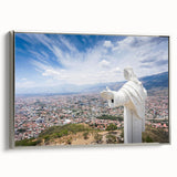 Framed canvas of a Bolivian landscape painting in vibrant colors, ideal for adding a touch of culture to any room.