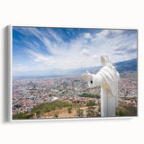 Vintage poster art of Bolivian landscape on framed canvas, featuring vibrant colors, ideal for living room decor.