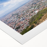 Art deco poster of a Bolivian landscape in muted earth tones on rolled canvas, ideal for dining room wall art.