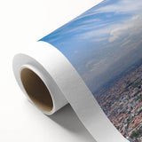 Art deco poster of a serene Bolivian landscape in pastel shades on rolled canvas, ideal for nursery wall art.