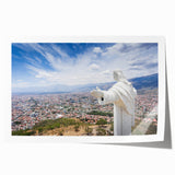 Rolled print of a Bolivian landscape with vibrant green and earth tones, suitable as art wall dining room decor.