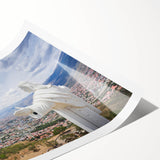 Extra large wall art featuring line art flowers in muted earth tones on a rolled print, suitable for large living room decor.