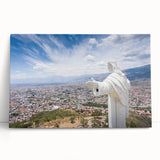Black and white photo of Bolivian landscape on stretched canvas, ideal for kitchen wall art.
