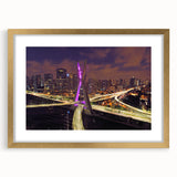 Extra large abstract art print of a textured Brazilian landscape in muted earth tones, framed in gold.