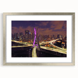 Textured abstract art print of a Brazilian landscape in muted earth tones, framed in silver, ideal for bedroom art.