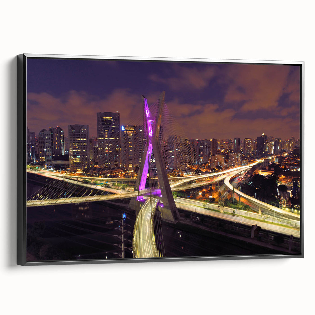 Black and white framed canvas of a vintage-style Brazilian landscape, ideal for bedroom wall decor.