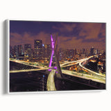 Vintage poster art of a Brazilian landscape on framed canvas, featuring vibrant colors, ideal for living room decor.