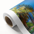 Art deco poster of Santiago, Chile with muted earth tones on rolled canvas, ideal for nursery wall art.