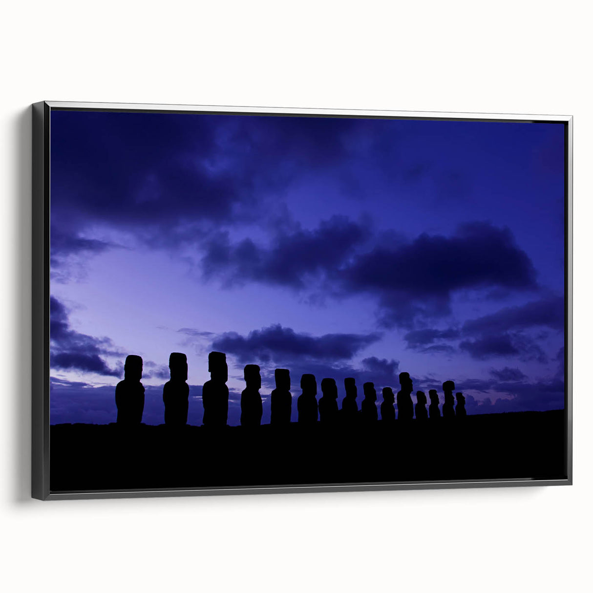 Black and white framed canvas depicting a vintage poster-style landscape of Chilean scenery, ideal for bedroom decor.
