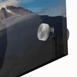 Large abstract wall art depicting a Colombian landscape in mid-century modernist style on acrylic glass.