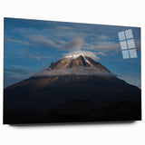 Large abstract wall art of a Colombian landscape in vibrant greens and blues on acrylic glass.