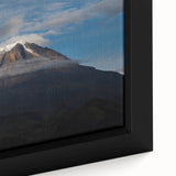 Extra large black wall art featuring a colorful, textured depiction of a Colombian landscape on framed canvas.