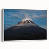 Vintage poster art of a colorful Colombian landscape on extra large framed canvas, ideal for living room decor.