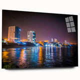 Large abstract wall art of a South American scenery in muted earth tones on acrylic glass.