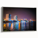 A framed canvas featuring a vintage-style landscape painting of a South American scenery in Ecuador with vibrant colors on a…