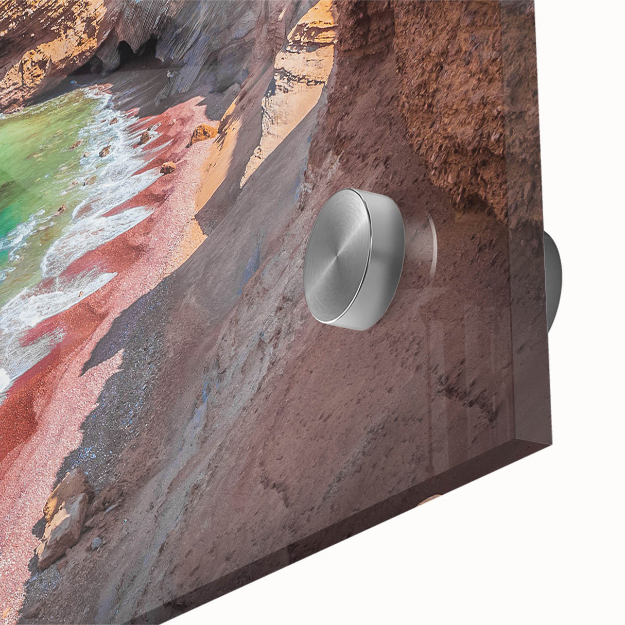 Large abstract wall art depicting a South American scenery in Peru, rendered in mid-century modernist style on acrylic glass.