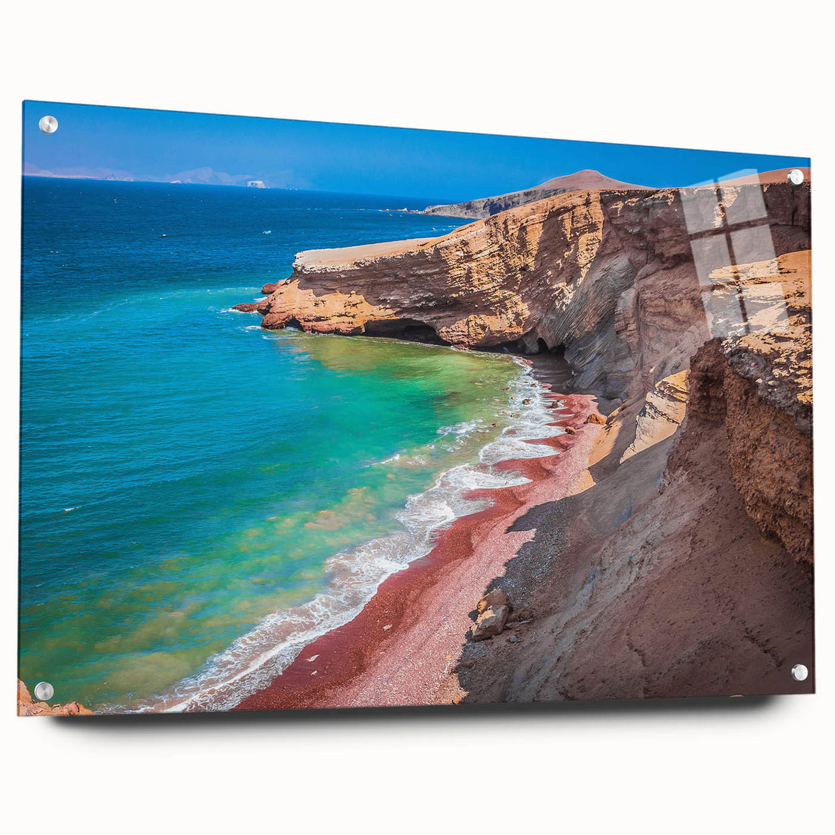 Acrylic print of a South American landscape in muted earth tones, ideal for dining room decor.